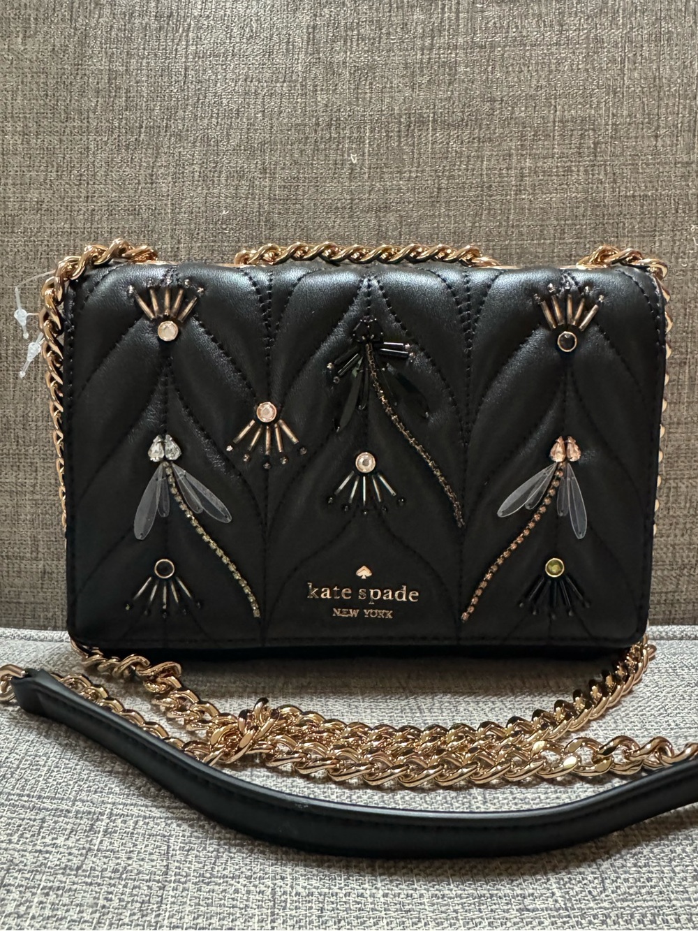 Kate Spade Rare Briar Lane Quilted Dragonfly Mini Emelyn Cow Leather Crossbody